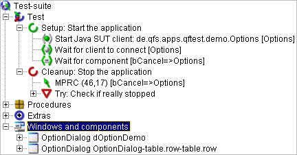 Squelette de la suite de test